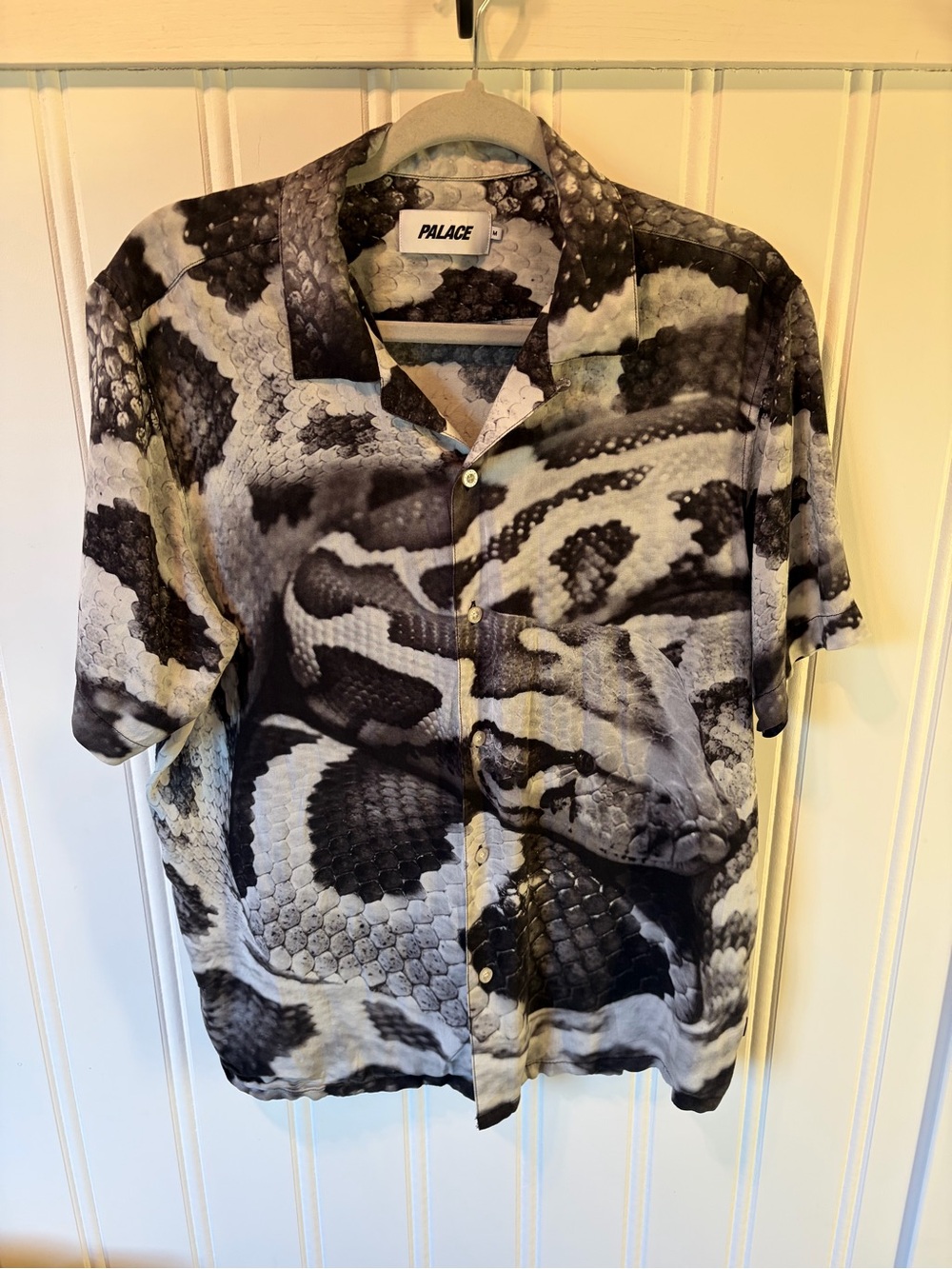 Palace Skateboards Snake Shirt Grey Rayon Camp Collar Summer 2022 Size M